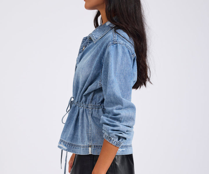 Drawstring Denim Shirt