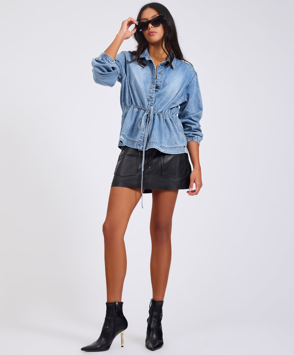 Drawstring Denim Shirt One Teaspoon