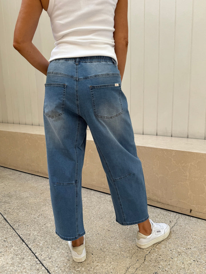 Leo Barrel Jeans in Blue by Monaco Denim