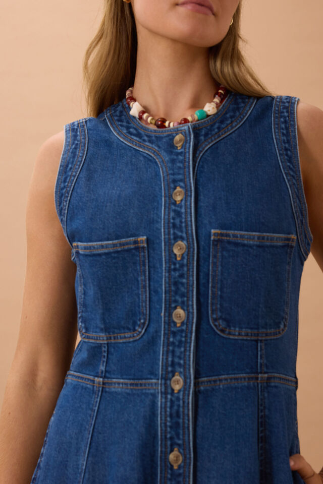 Ceres Life Hazel Sleeveless Midi Shirt Dress detail