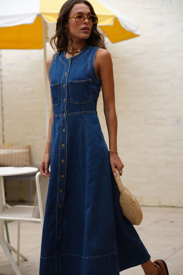 Ceres Life Hazel Sleeveless Midi Shirt Dress