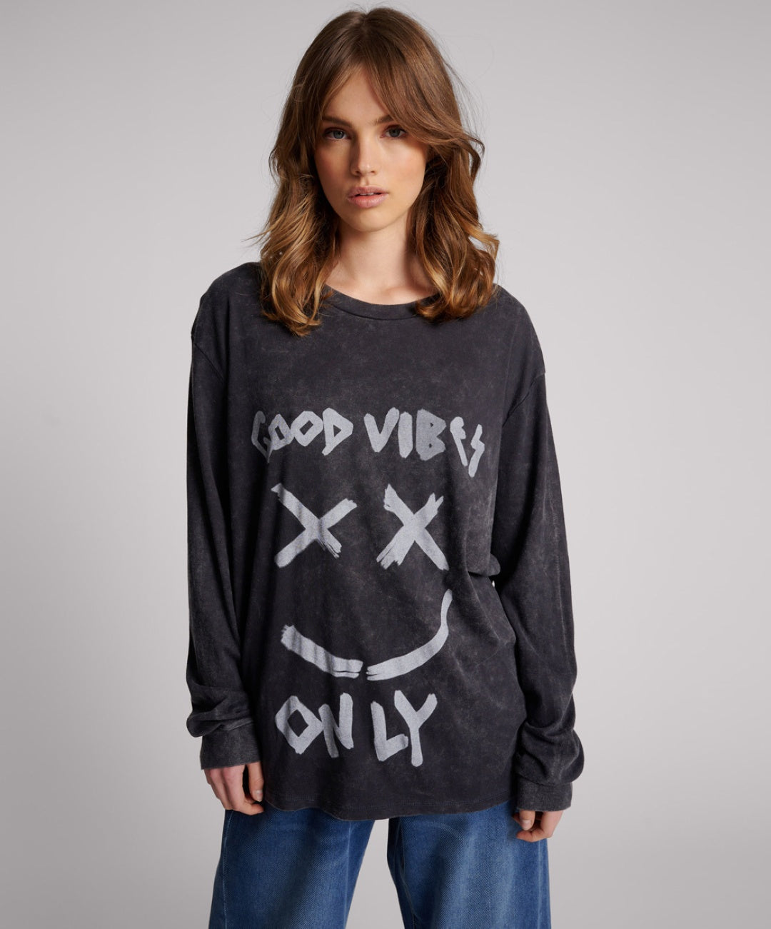 Good Vibes Only Long Sleeve Tee by One Teaspoon