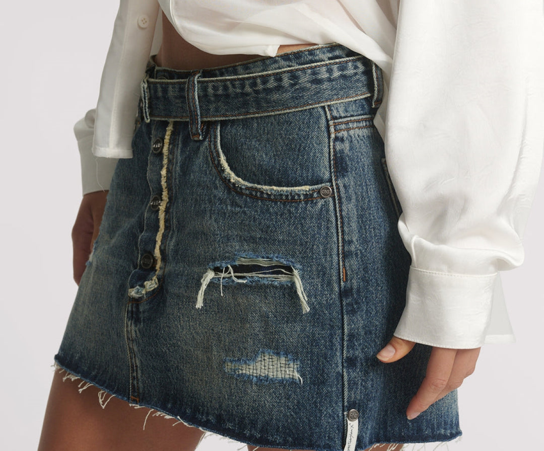 one teaspoon boys club denim mini skirt