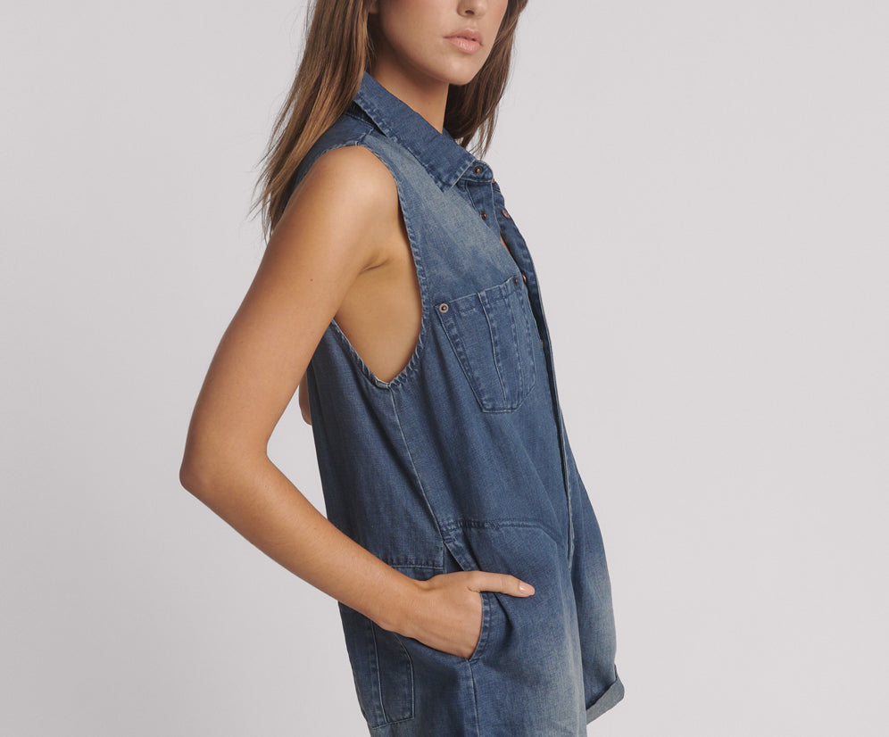 One Teaspoon Faded Indigo Braxton Jumpsuit