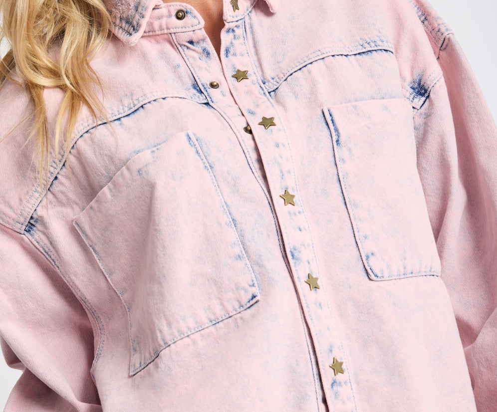 Star Teaser Daria Denim Shacket / Pink Haze