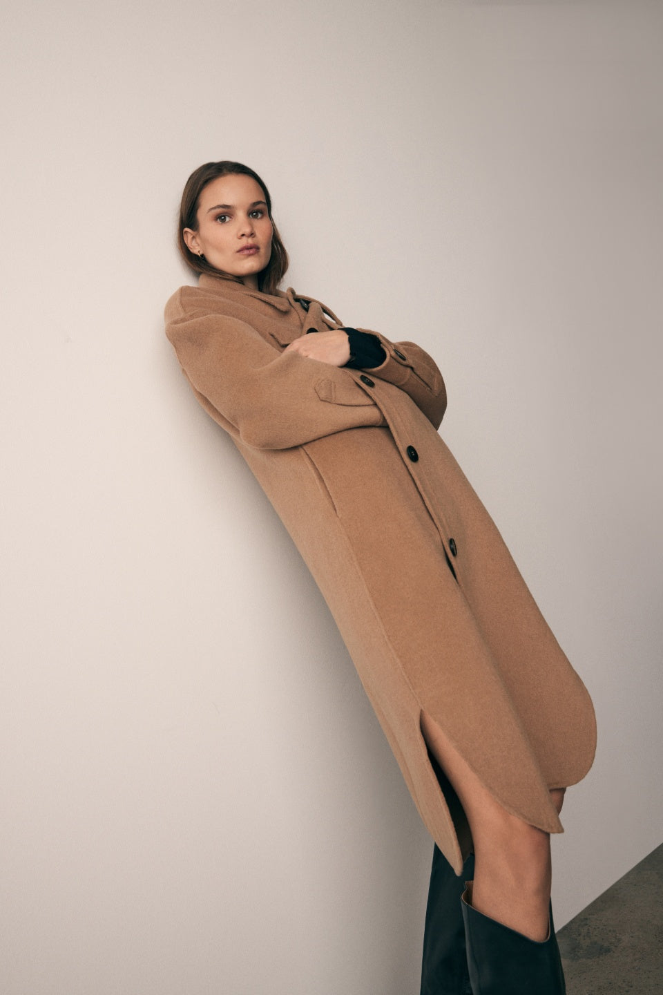 The Stardust Coat in Tan from Esmaee