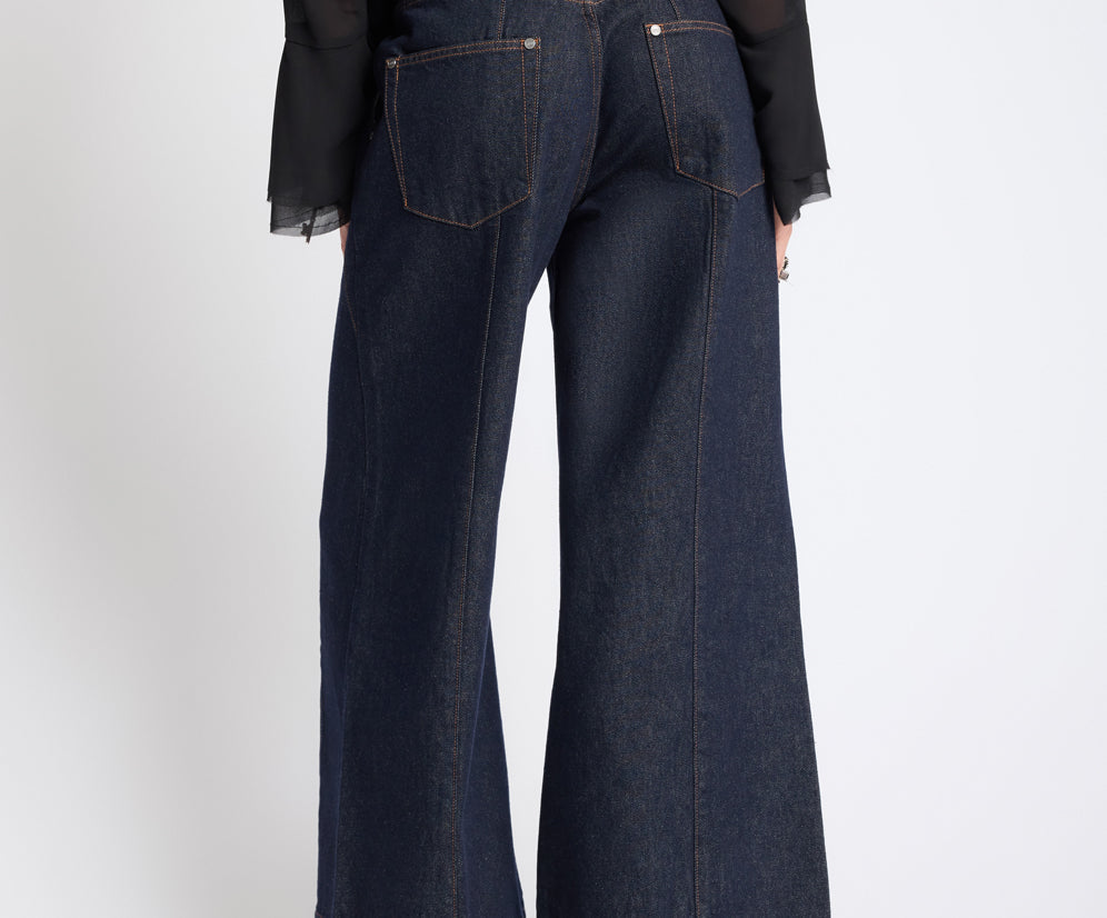 BACK DETAIL HAYDEN MID WAIST CROPPED DENIM JEANS FROM ONE TEASPOON