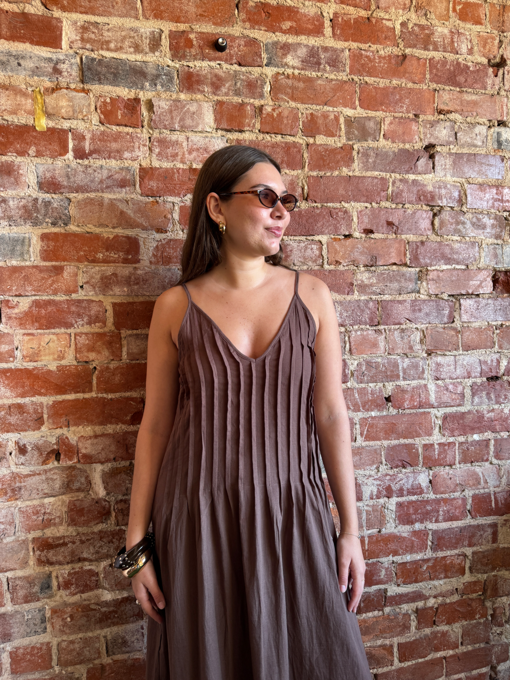 Bowman Maxi Dress from By Frankie in choc detail