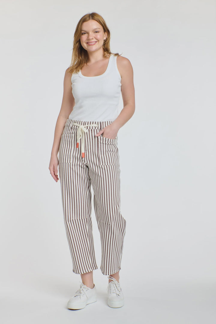 Carter Barrel Jean / Choc Stripe * PRE ORDER