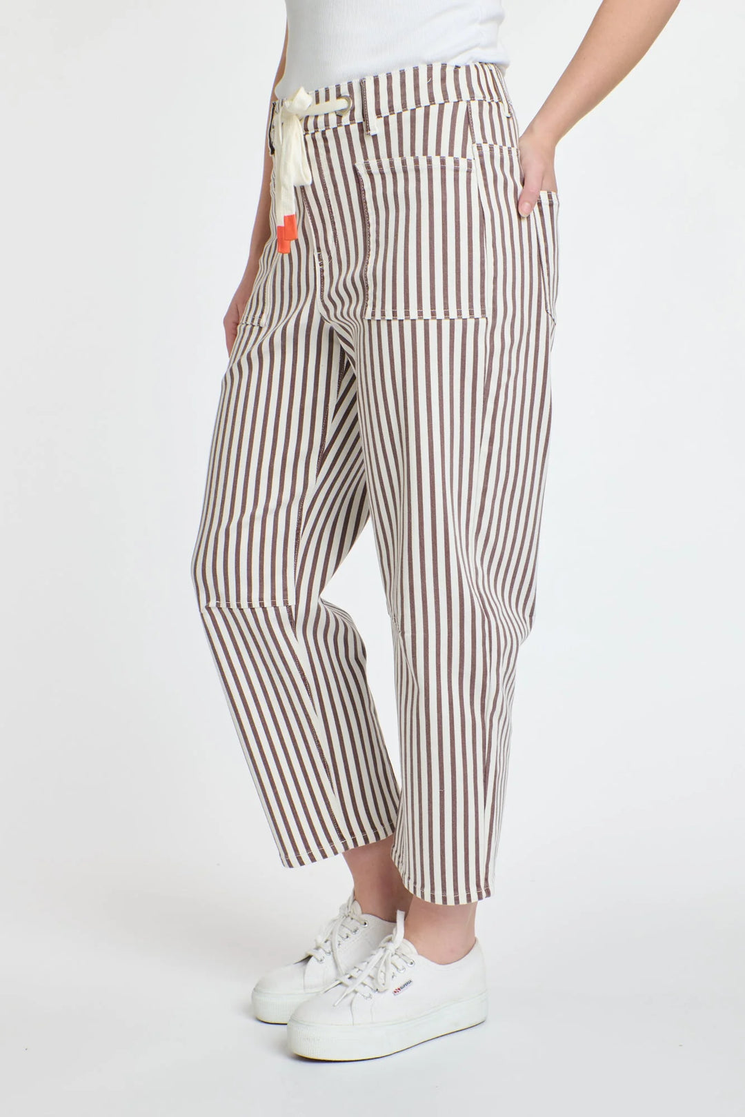 Carter Barrel Jean / Choc Stripe * PRE ORDER