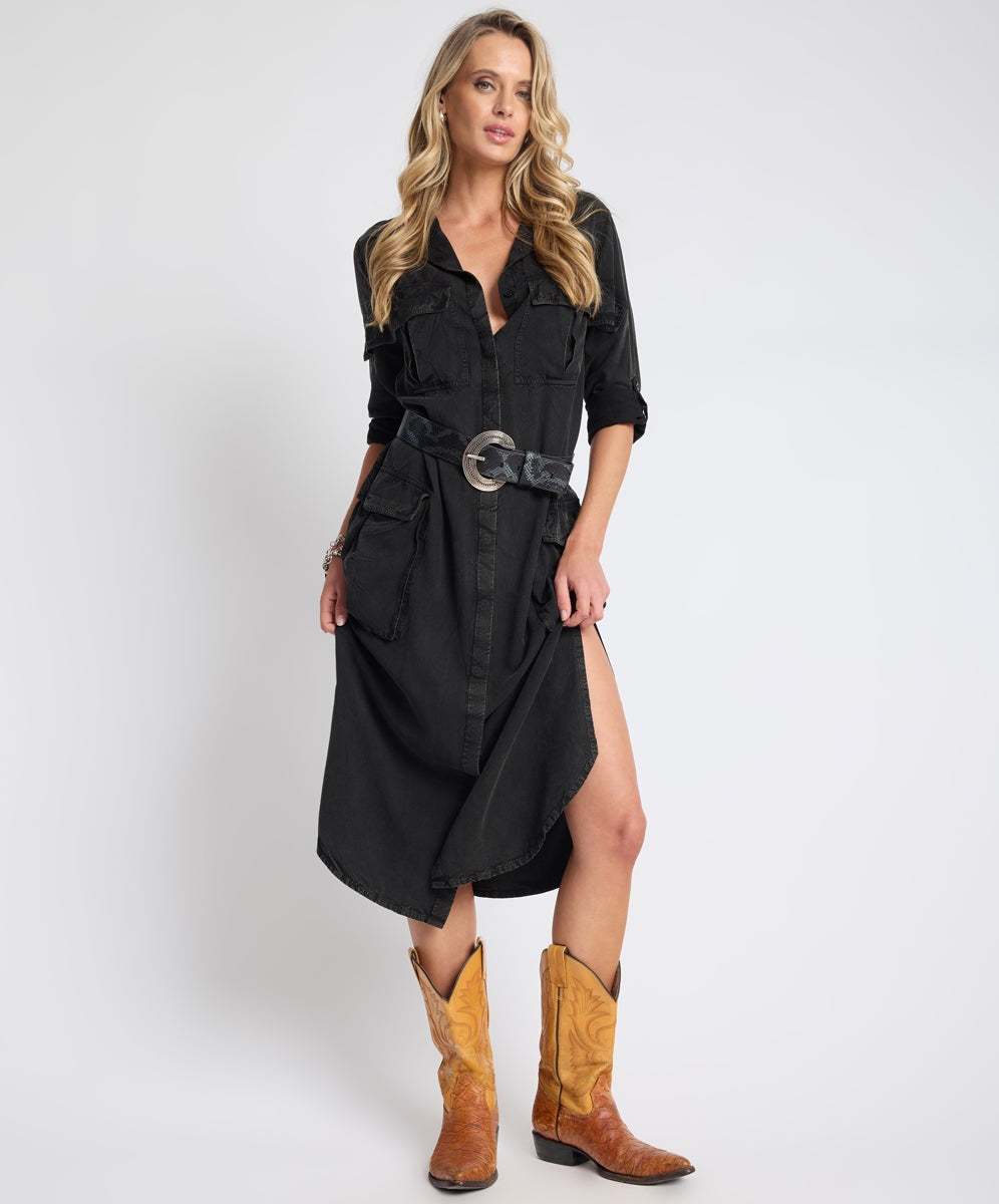 Crushed Midi Shirt Dress by One Teaspoon