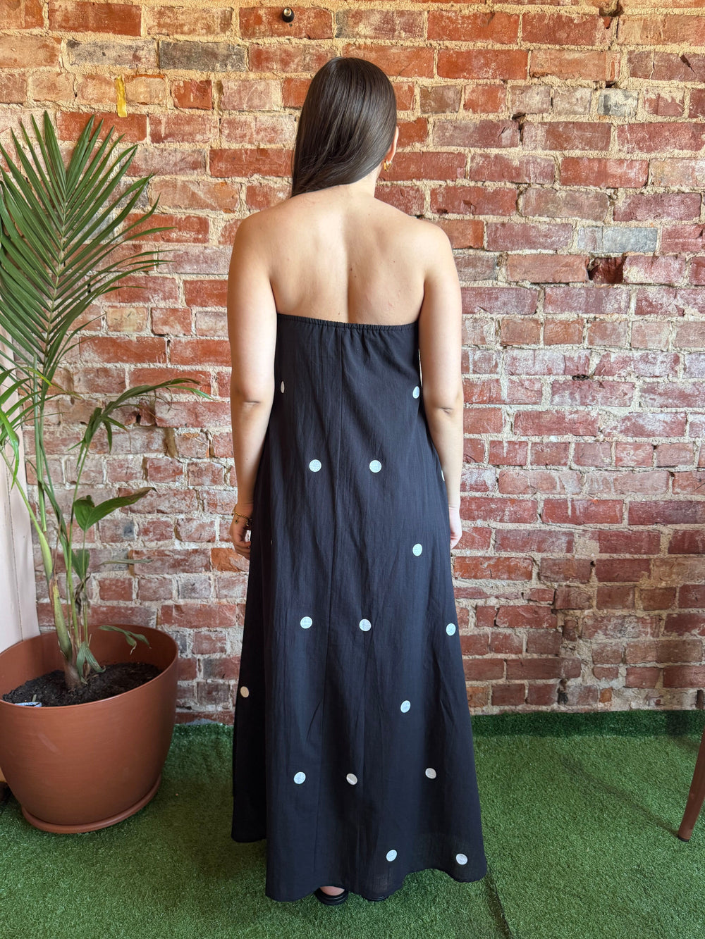 By Frankie District Polka Dot Maxi Dress black