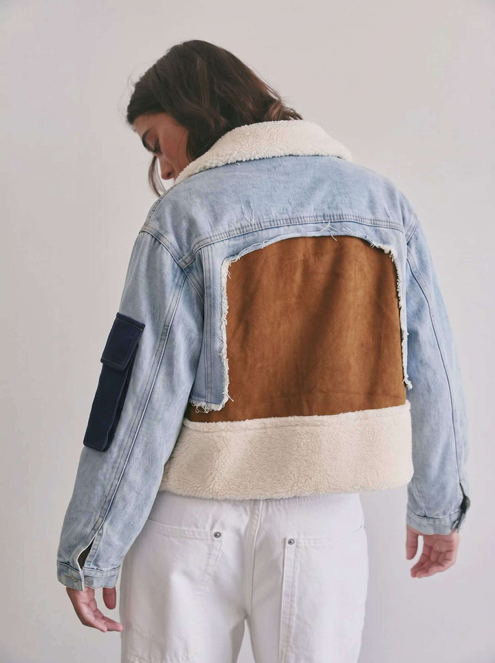 Denim Patchwork Bomber by smaibulun back detail