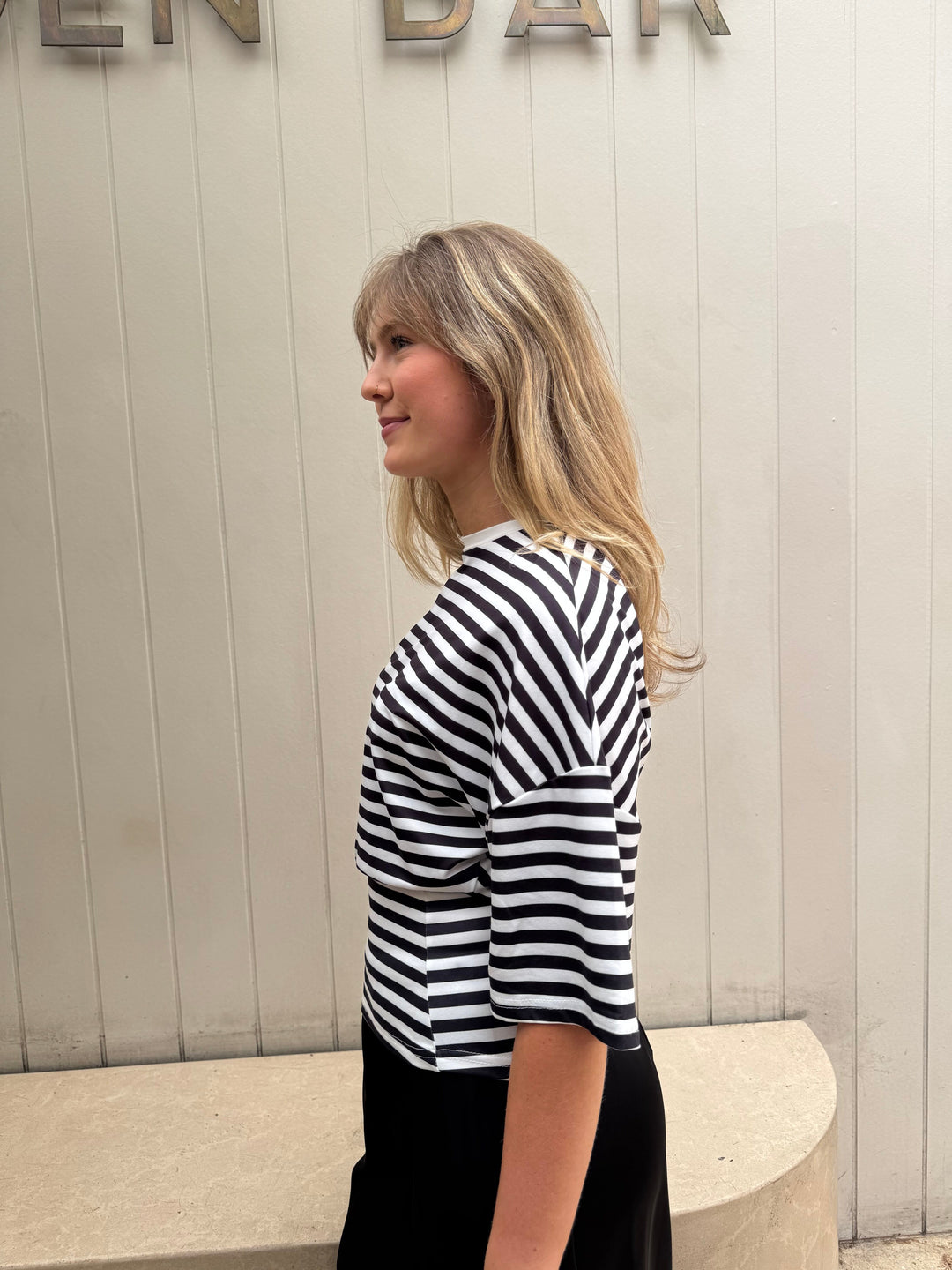 red berry stripe tee