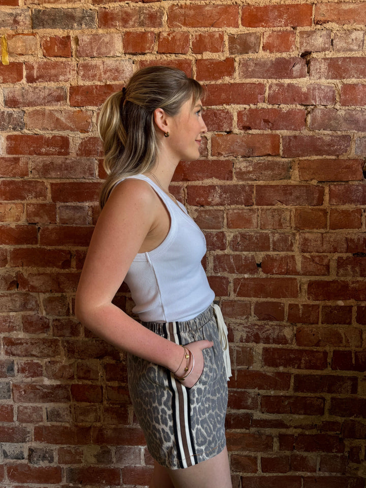Leopard Racer Shorts - Brown Stripe