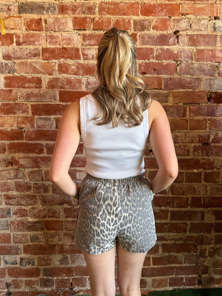 Leopard Racer Shorts - Brown Stripe