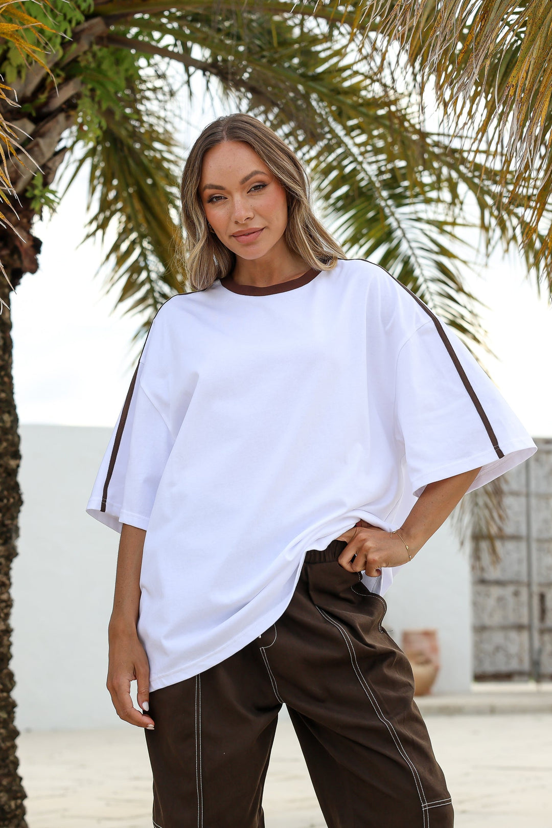 Lucy Oversize Tee in white choc from BTL The Label