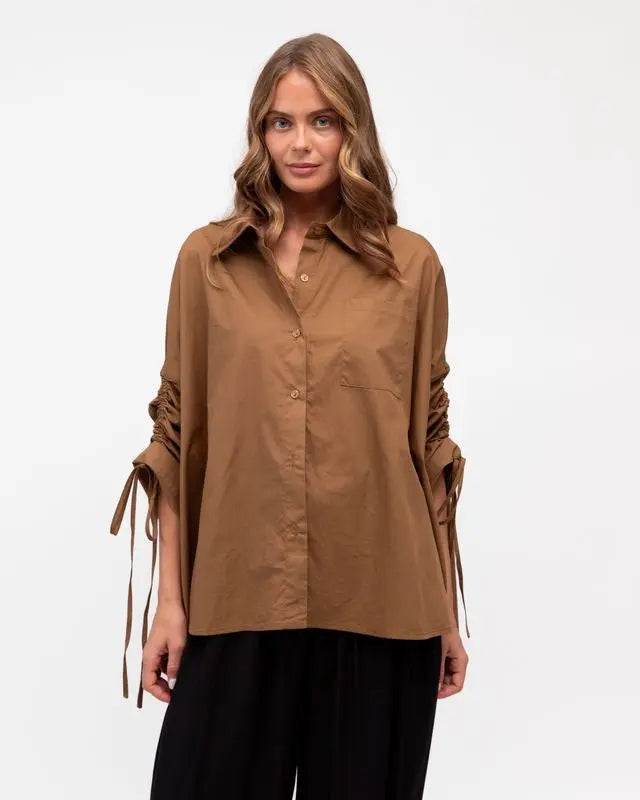 Margot Poplin Shirt from Ebby and I in chocolate