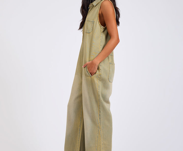 One Teaspoon Braxton Wide Leg Denim Jumpsuit