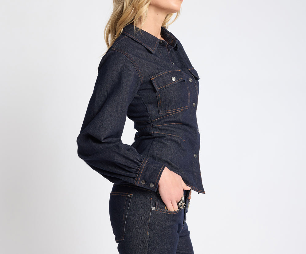 RAW INDIGO JOSIE FITTED DENIM SHIRT