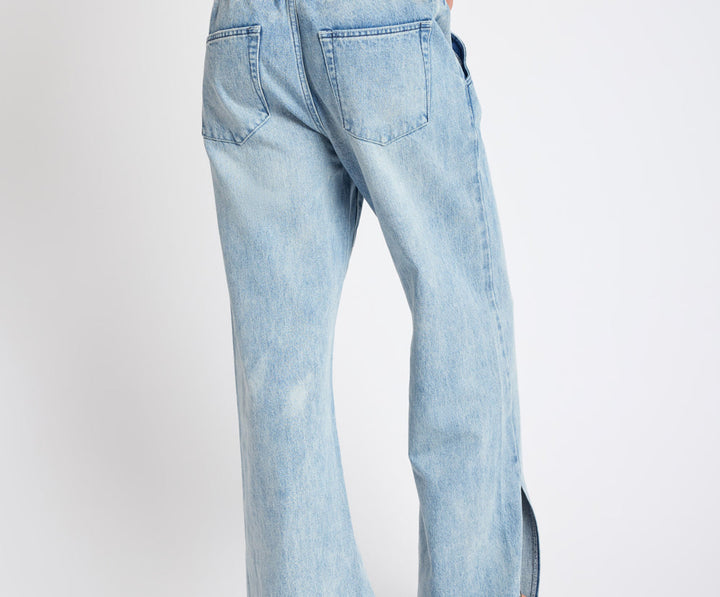 SALTY DOG ROADHOUSE MID WAIST WIDE LEG DRAWSTRING DENIM JEANS one teaspoon back detail