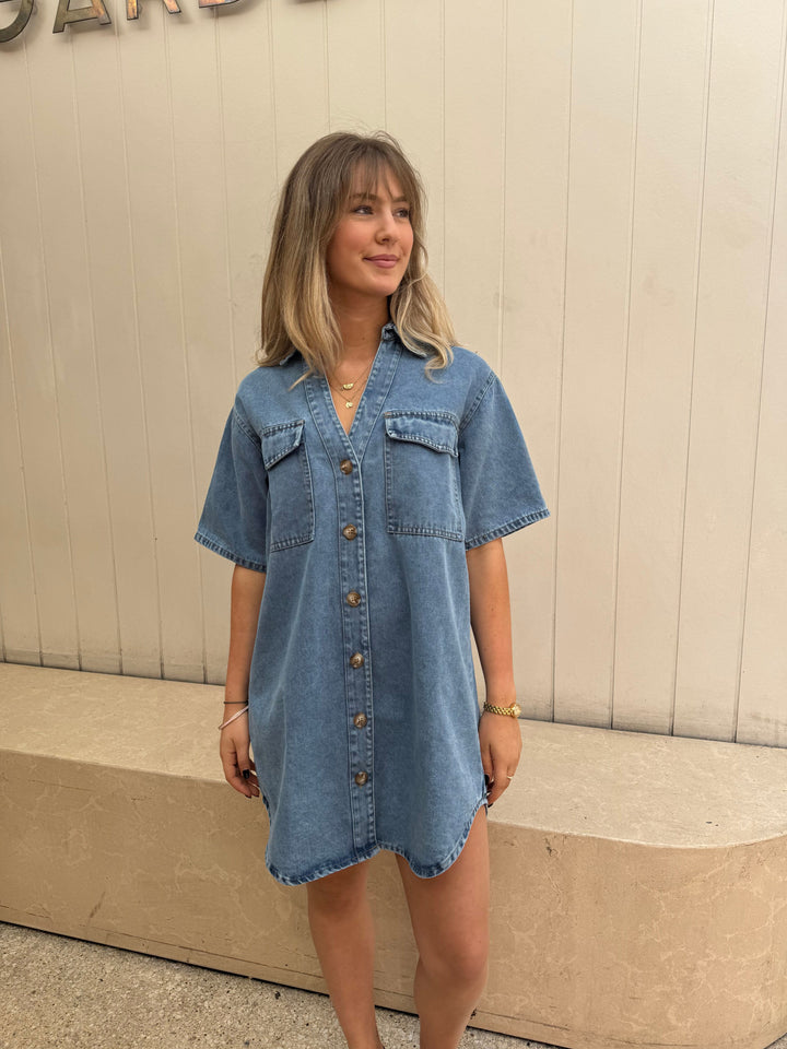 by frankie light denim dress
