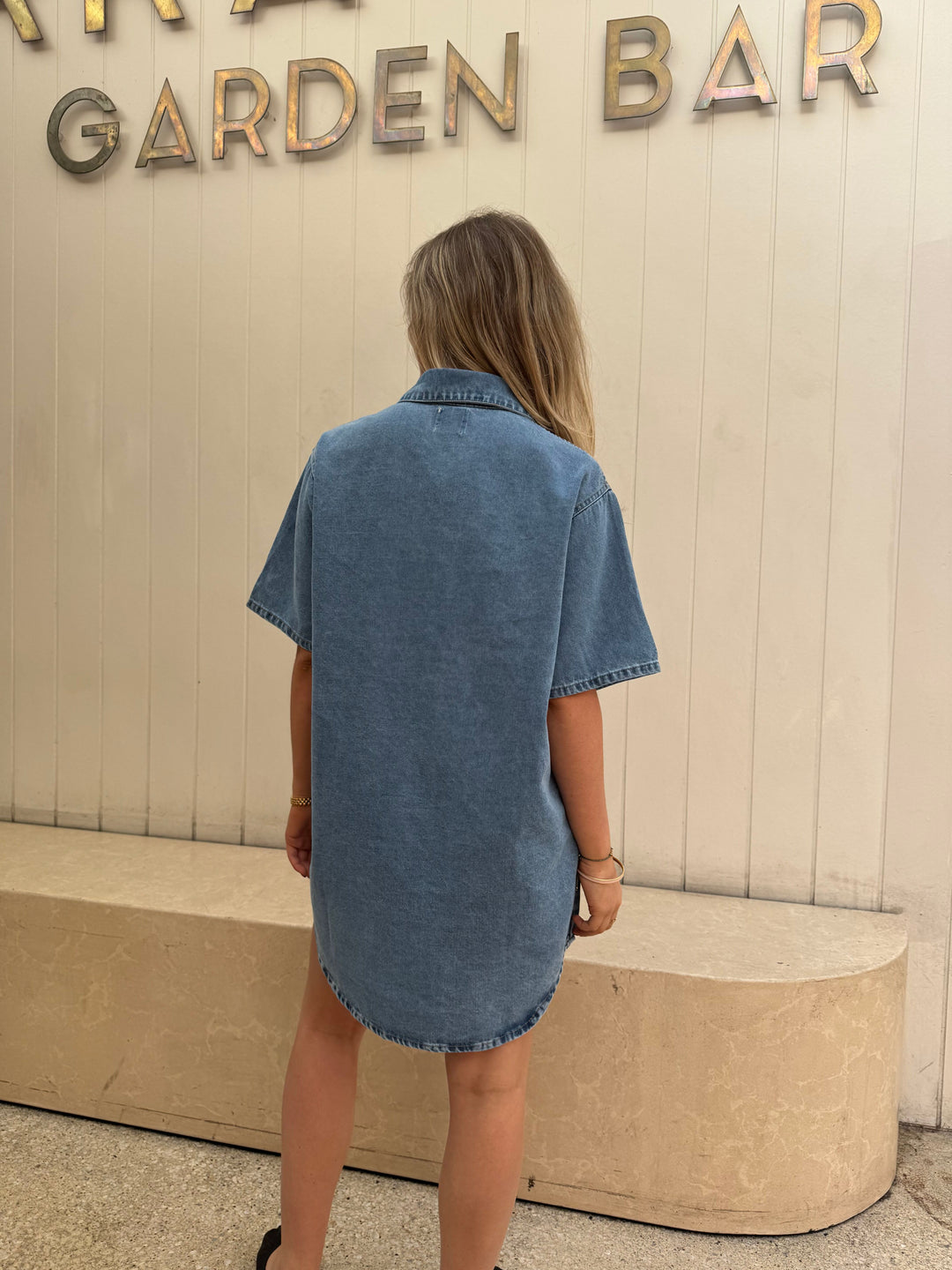 by frankie light denim dress back detail