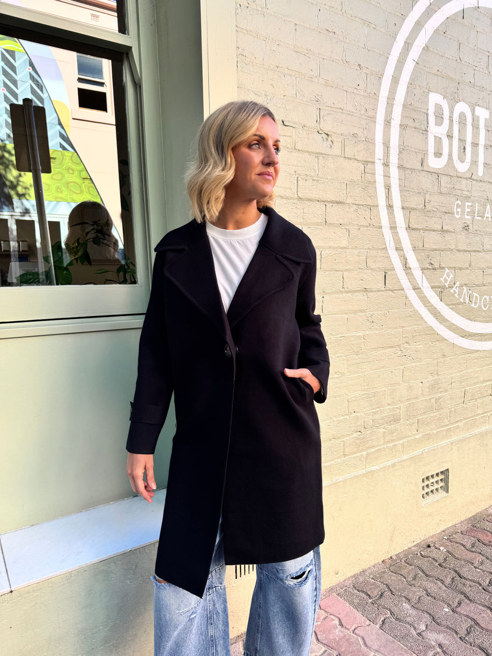 Bridget Knit Coat in black from Sunny Girl