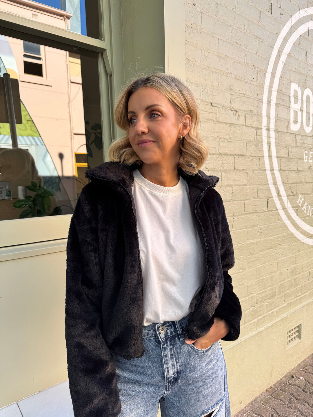 cropped bomber style jacket from sunny girl in black