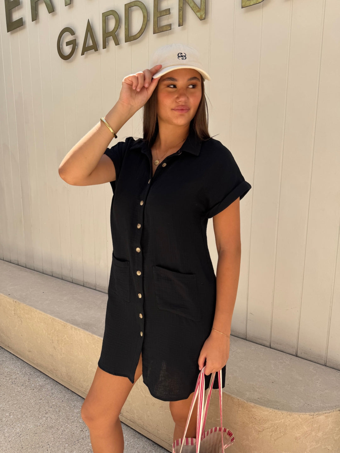 Sunny Girl Shirt Dress black