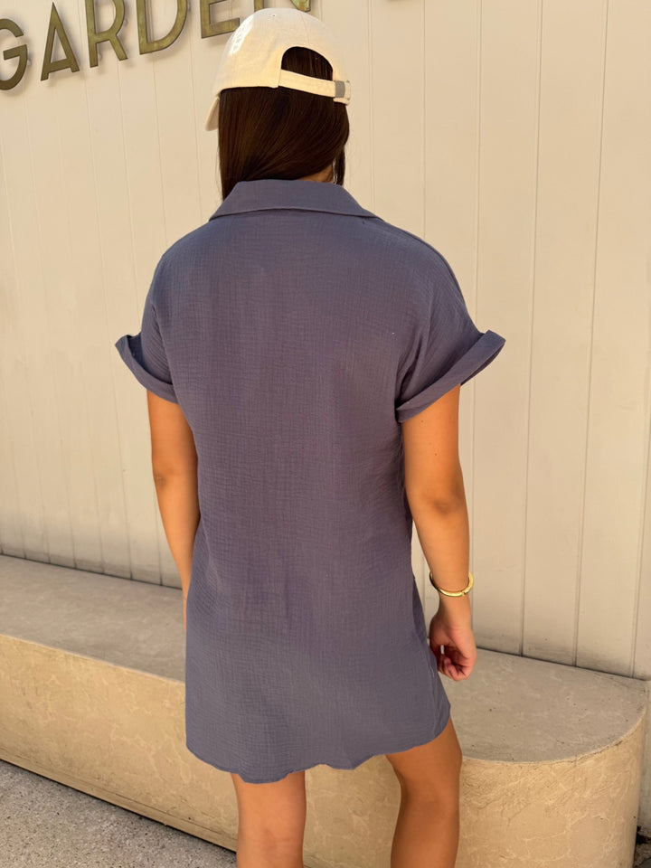 Sunny Girl Shirt Dress blue side detail