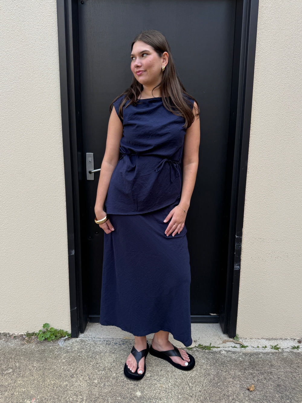 Top with Tie from Sunny Girl in Navy