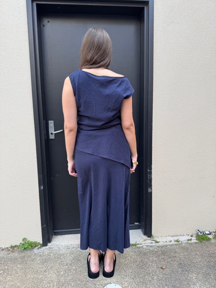 Top with Tie from Sunny Girl in Navy back detail