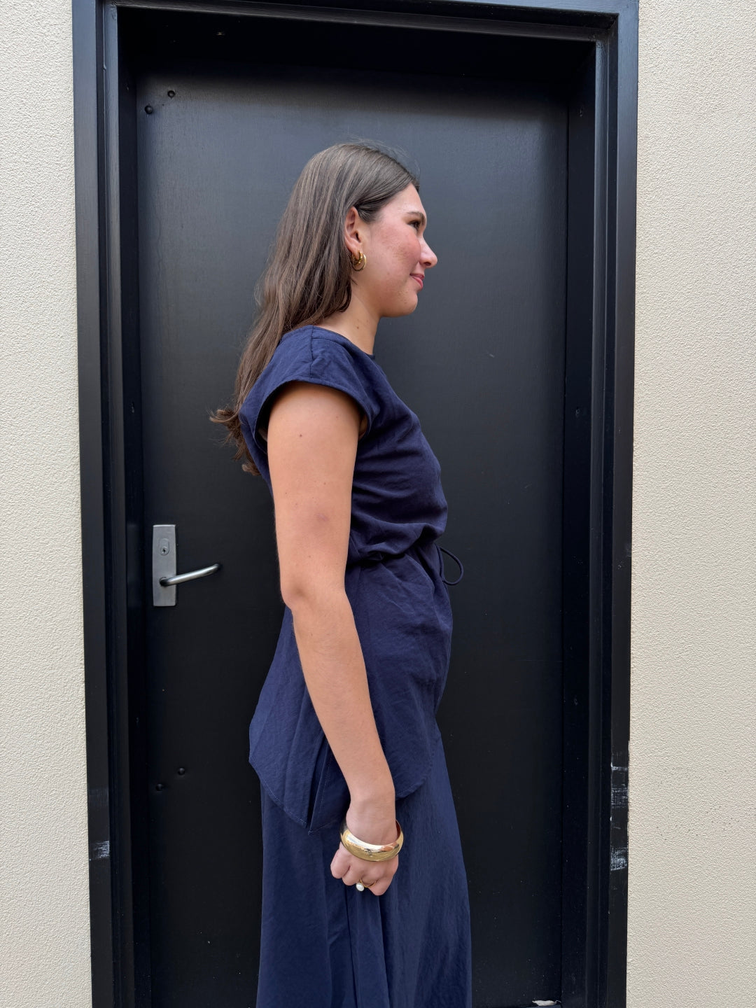 Top with Tie from Sunny Girl in Navy side detail