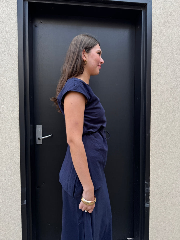 Top with Tie from Sunny Girl in Navy side detail