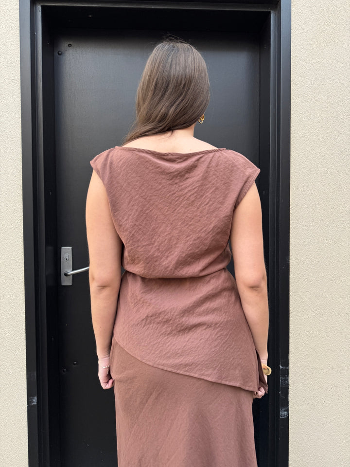 Top with Tie from Sunny Girl in brown colour back detail