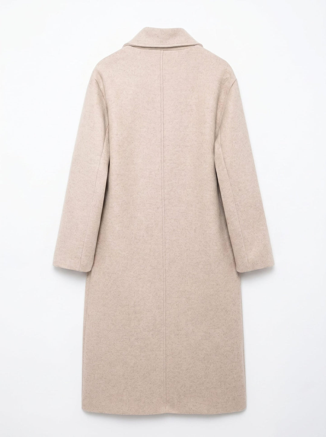 back detail of the beige double breasted coat by smaibulun