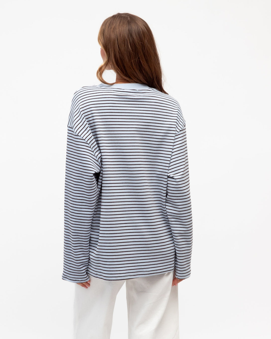 blue and choc stripe paper heart tee