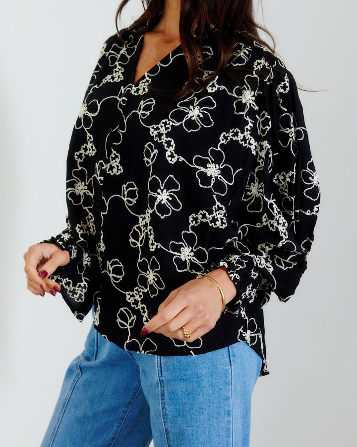 btl the label tilly balloon sleeve blouse in 