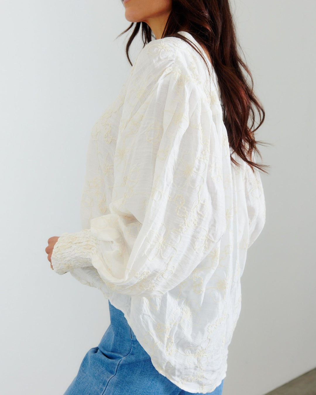 btl the label tilly balloon sleeve blouse in white