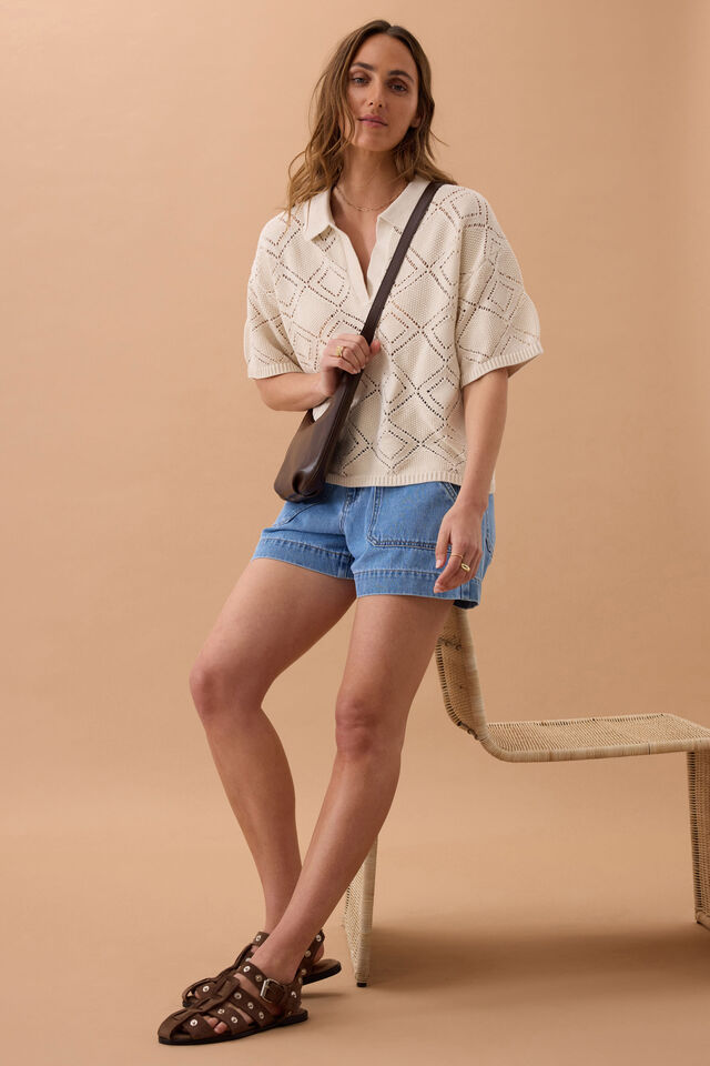 Demi Diamond Knit Collared Tee from Ceres Life