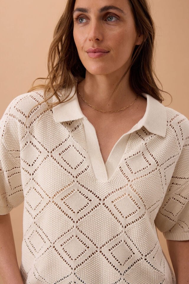 Demi Diamond Knit Collared Tee from Ceres Life