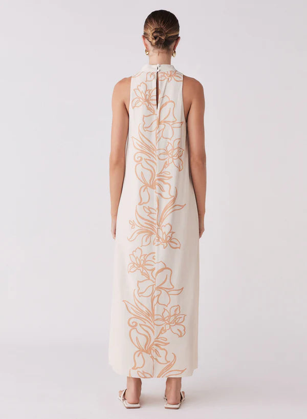 Esmaee Lolita Maxi Dress in Ecru Floral Print