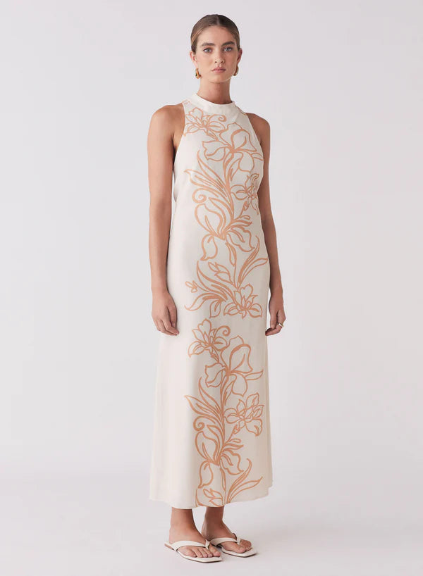 Esmaee Lolita Maxi Dress in Ecru Floral Print