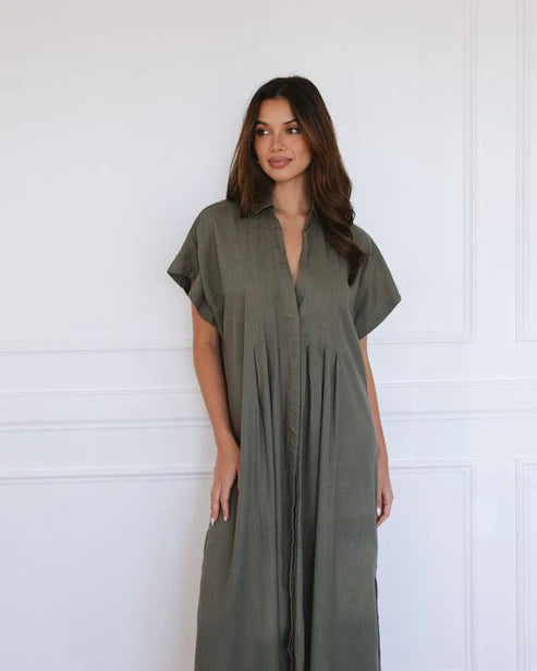 label of love khaki maxi dress
