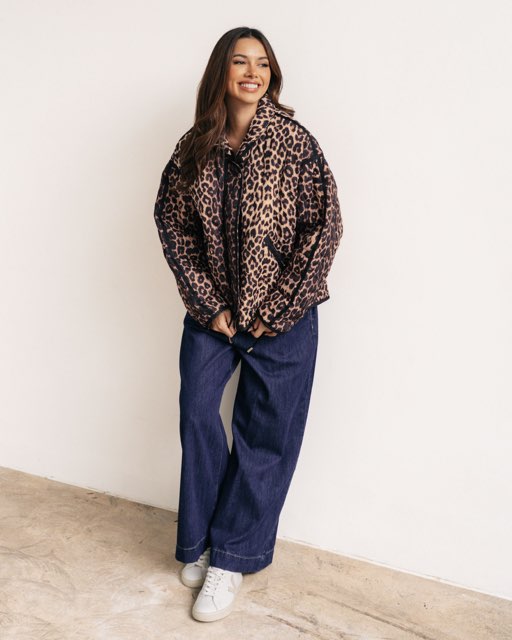 label of love leopard puffer jacket