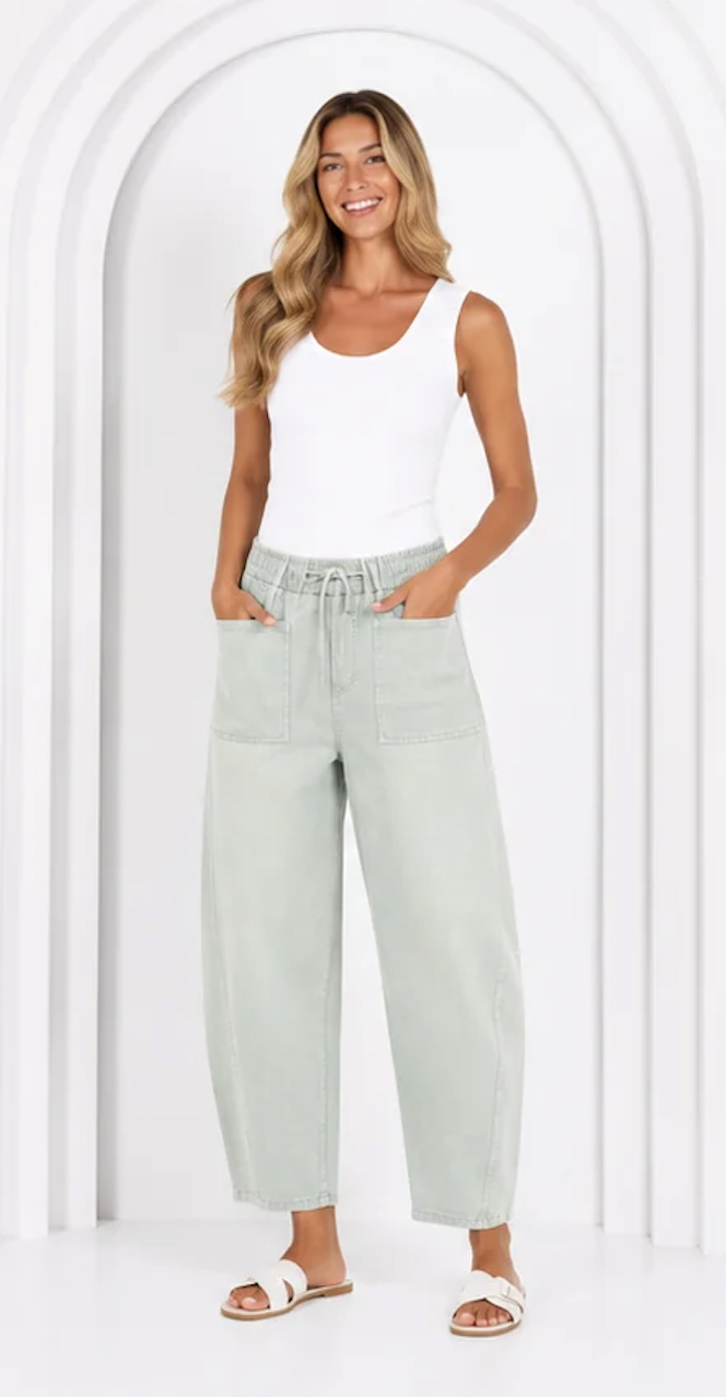 leo barrel jeans in sea mist by monaco denim