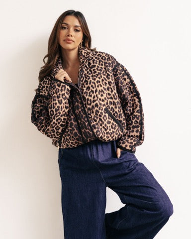 leopard print puffer jacket by label of love
