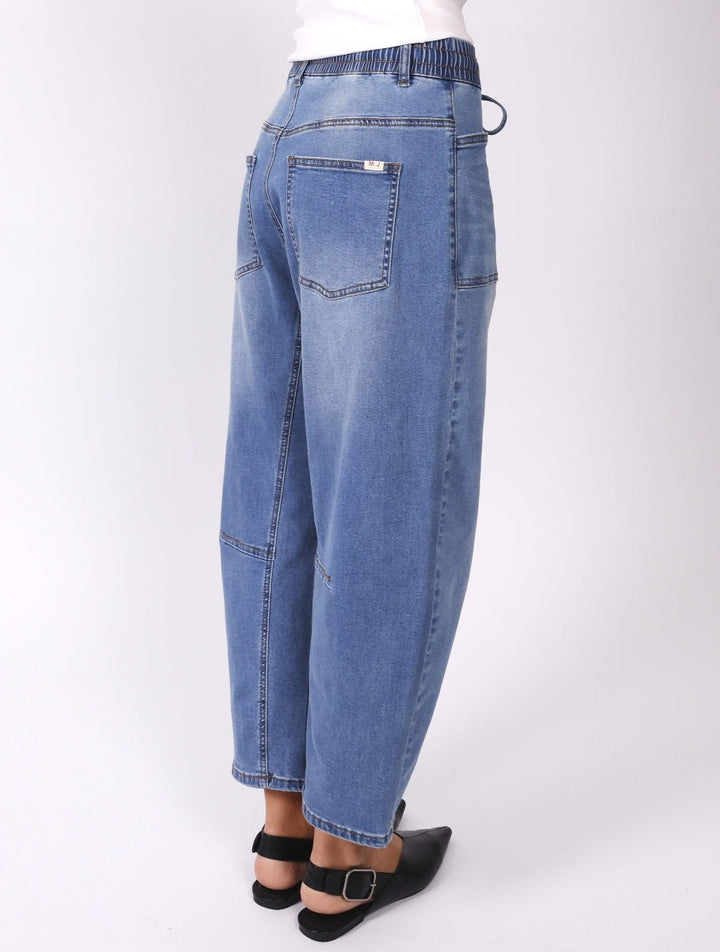 monaco jeans leo barrel jeans in blue denim