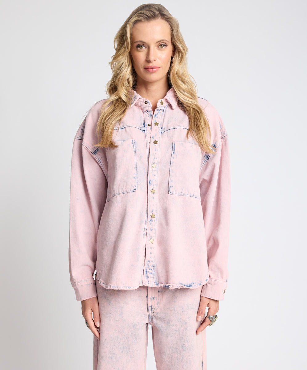 one teaspoon PINK HAZE STAR TEASER DARIA DENIM SHACKET